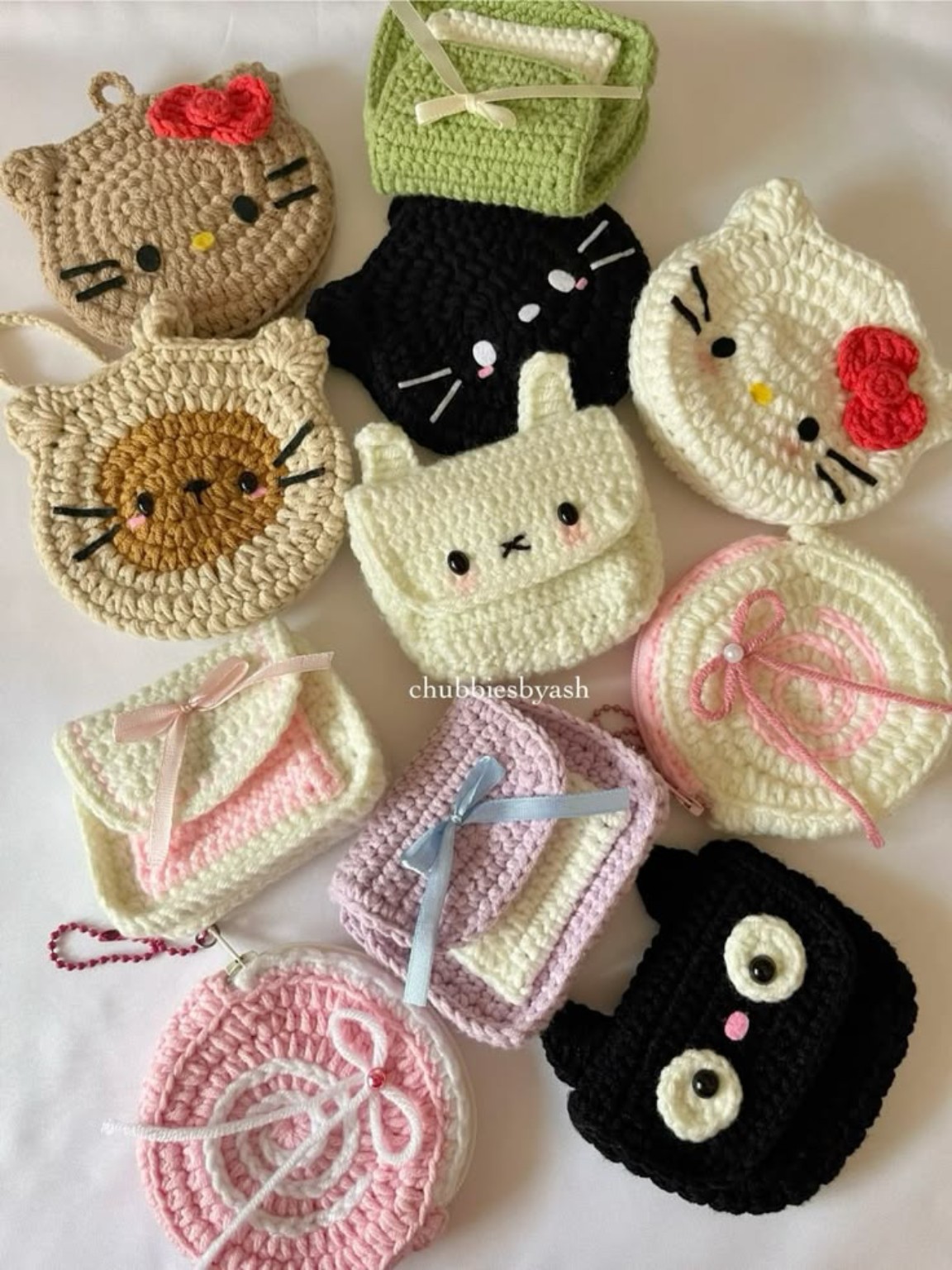Colourful handmade crochet accessories and pouches